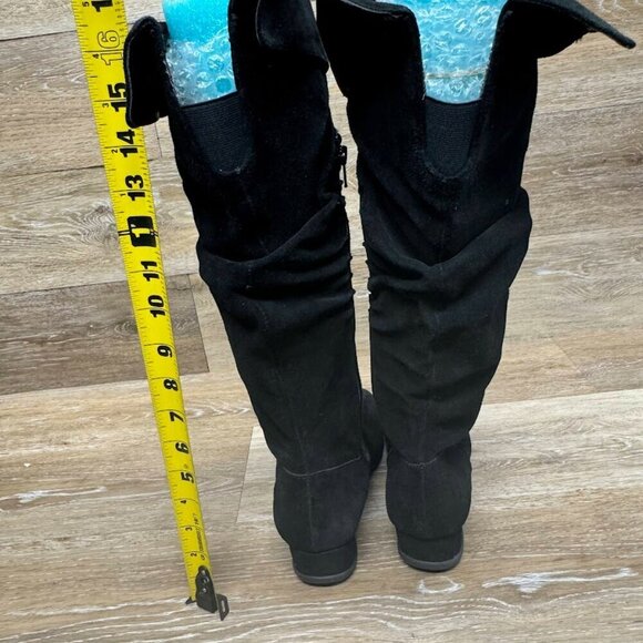 Me Too Annie Black Suede Side Zipper Rouched Over the Knee Boots Women's Size 9 - Picture 3 of 7